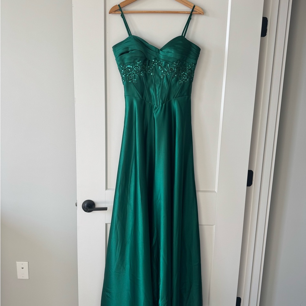 Elegant Corset Green Evening Gown Size M